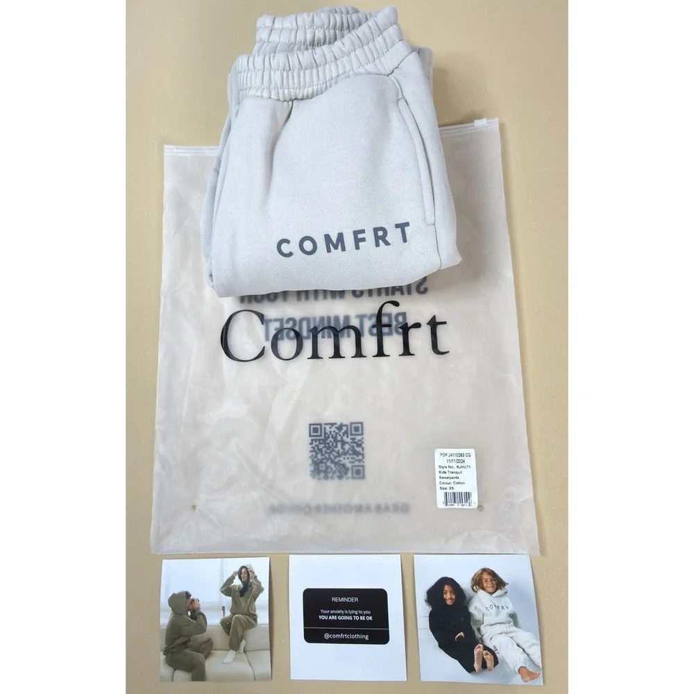 NIB Comfrt Kids Tranquil Sweatpants XS Cotton Off-White‎